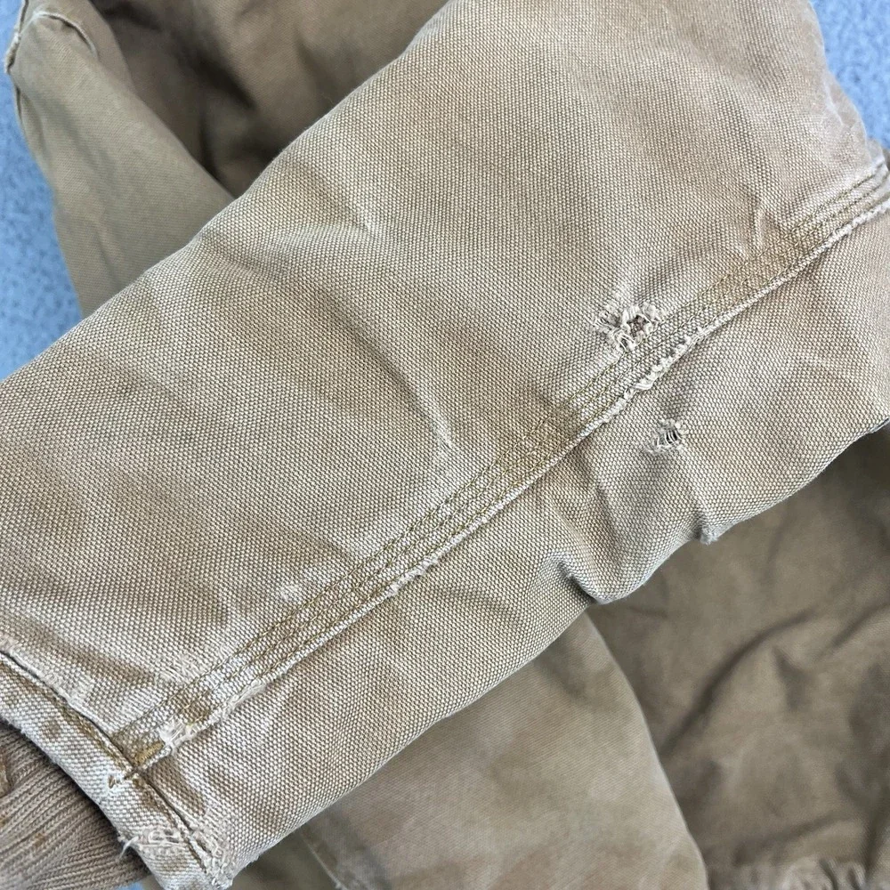 Carhartt‎ Canvas Quilted Lined Jacket Tan Brown Distressed Kids Small